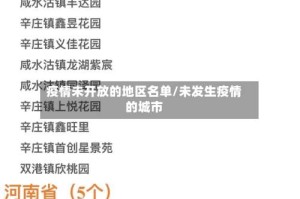 疫情未开放的地区名单/未发生疫情的城市