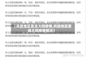 【风险地区查询大同疫情,风险地区查询大同疫情情况】