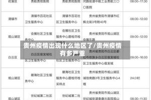 贵州疫情出现什么地区了/贵州疫情有多严重