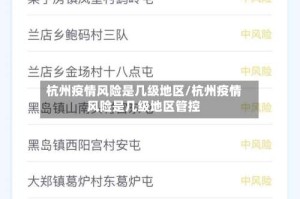杭州疫情风险是几级地区/杭州疫情风险是几级地区管控