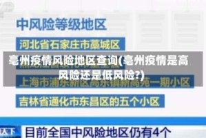 亳州疫情风险地区查询(亳州疫情是高风险还是低风险?)