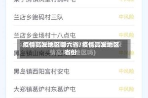 疫情高发地区哪六省/疫情高发地区省份