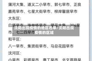 沈阳出现疫情的地区名单/沈阳出现疫情的区域